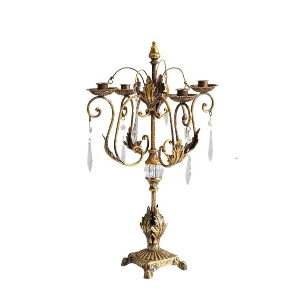 cfycfy987 Candelabra Country Romantic Iron Crystal Candelabra Candlestick Ornaments Home Fashion Candle Holder Decoration Candle Sticks Holder