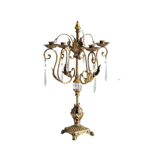cfycfy987 Candelabra Country Romantic Iron Crystal Candelabra Candlestick Ornaments Home Fashion Candle Holder Decoration Candle Sticks Holder