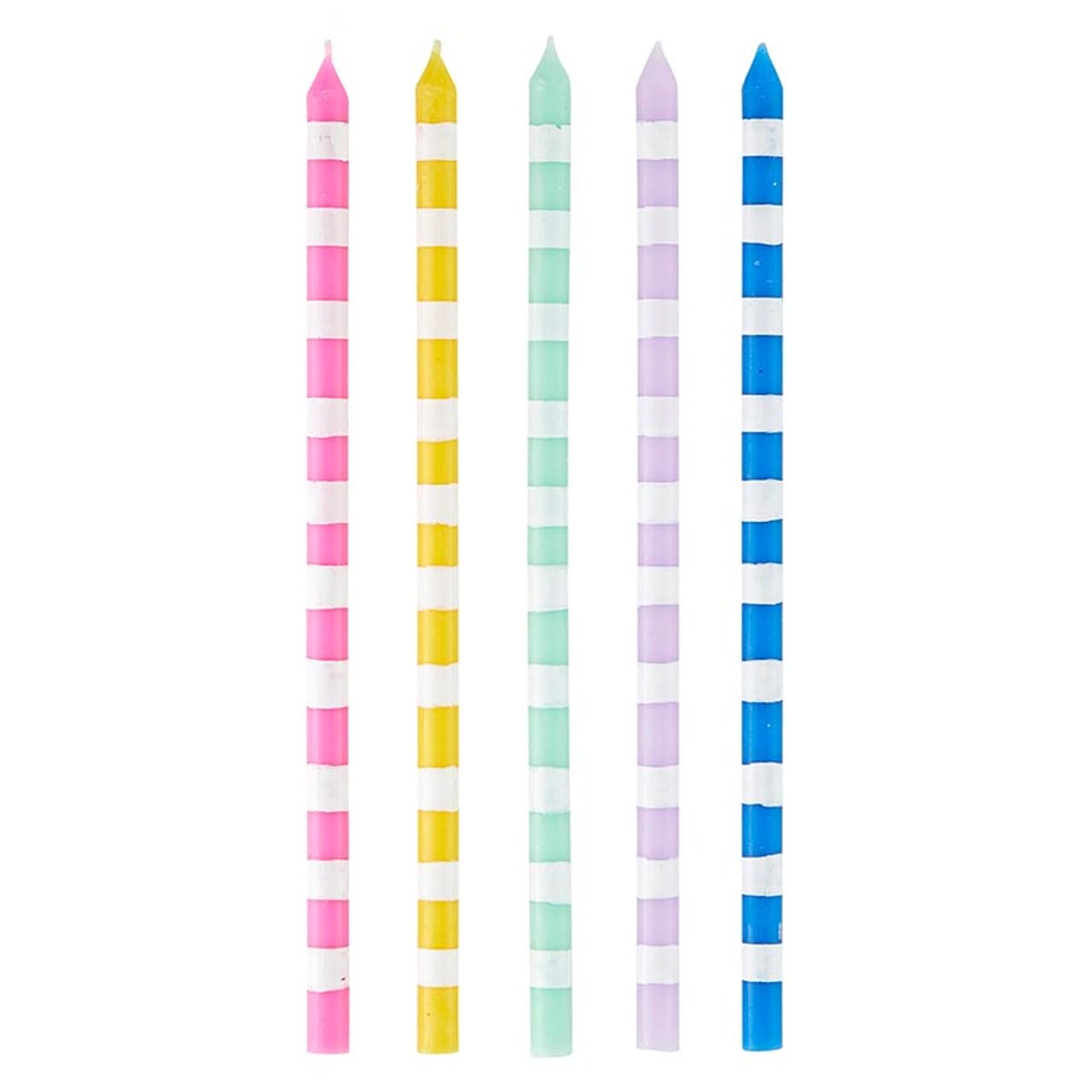 Slant Collections 16-Count Birthday Candles Colorful Cake Candle Pack, 5.5" Tall, Celebrate Stripes