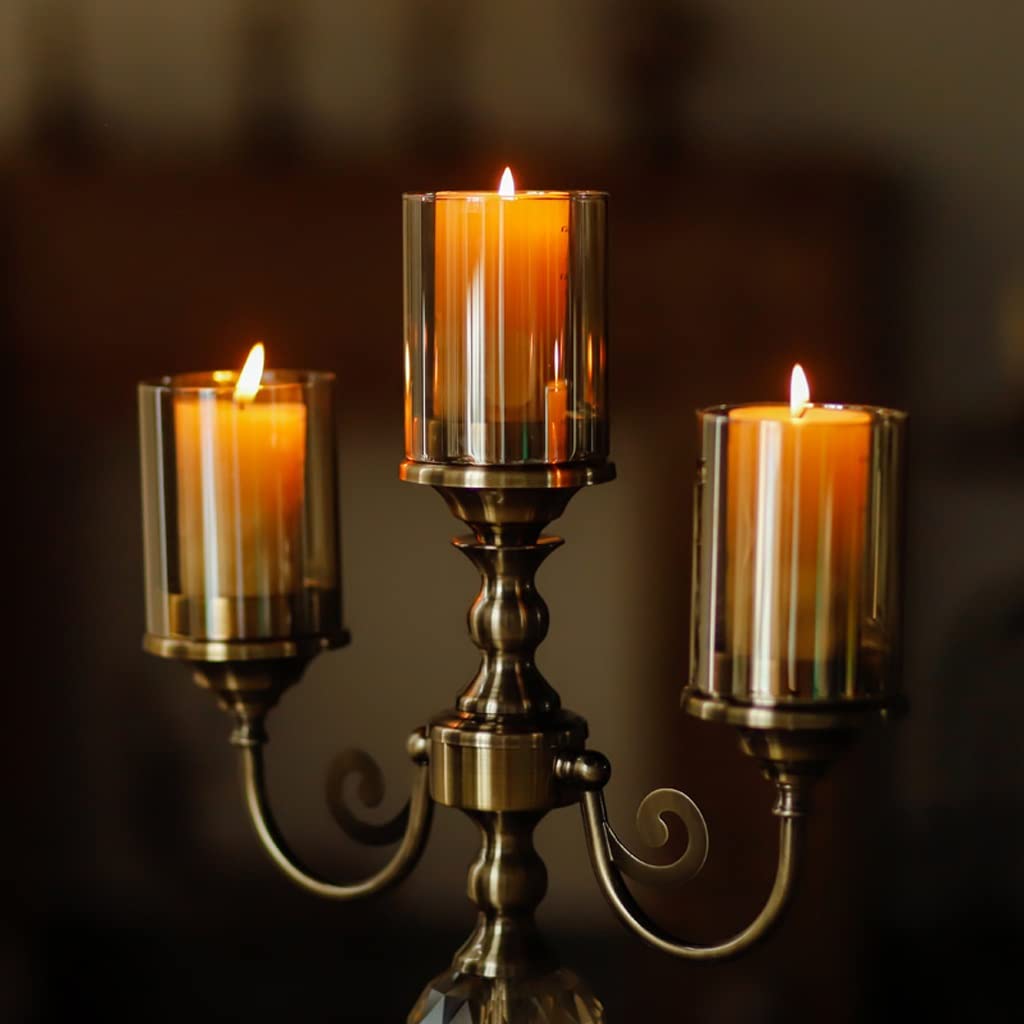 Candlestick Holders Three-Headed Candle Holder Metal Pillar Candlestick for Wedding Party Candlelight Dinner Event Candelabra Table Decoration Ornament Candle Holders