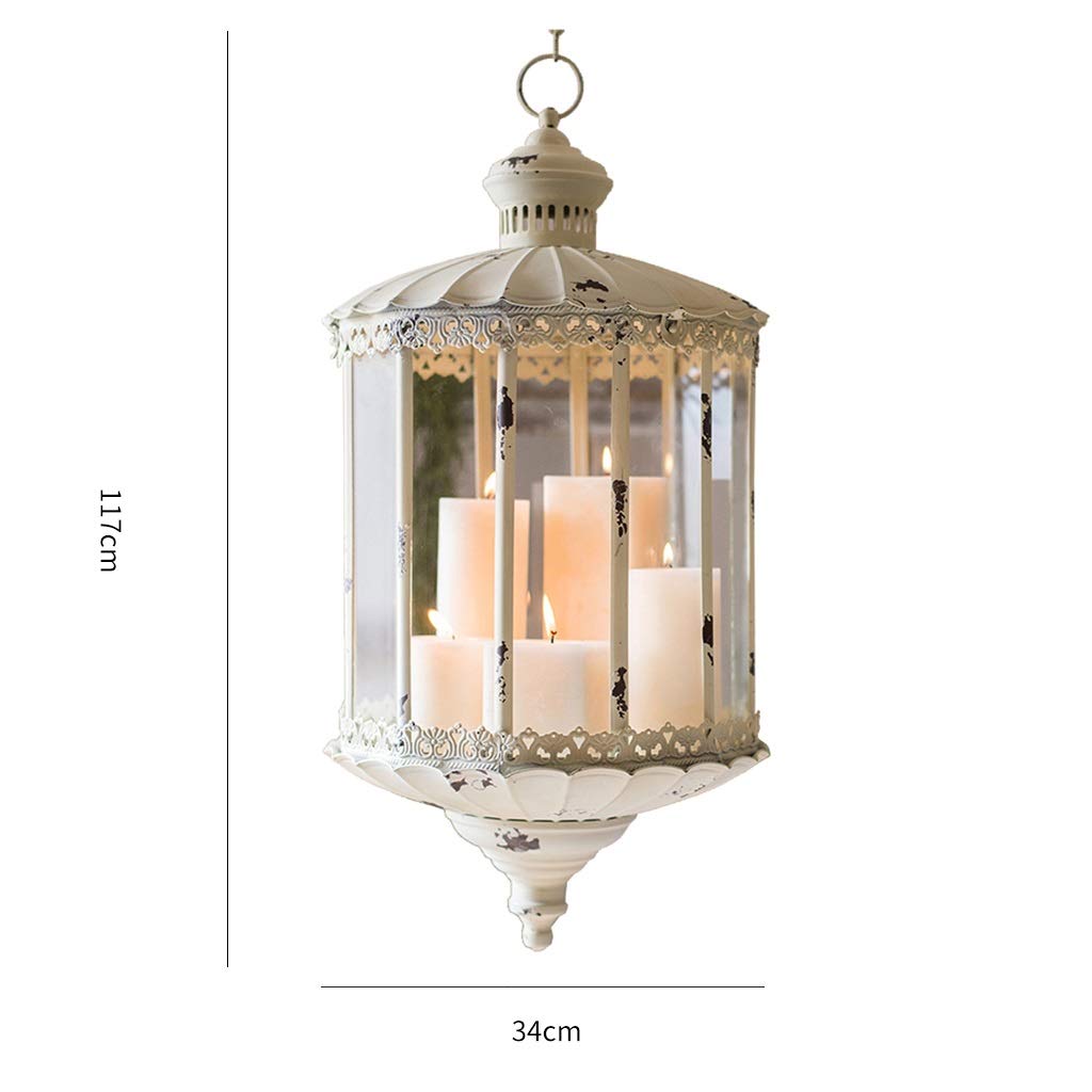XILIN-1987 Candle Holderss French Hanging Candle Holder Iron Glass Candlestick Retro Dining Table Home Furnishings Decorative Candlestick