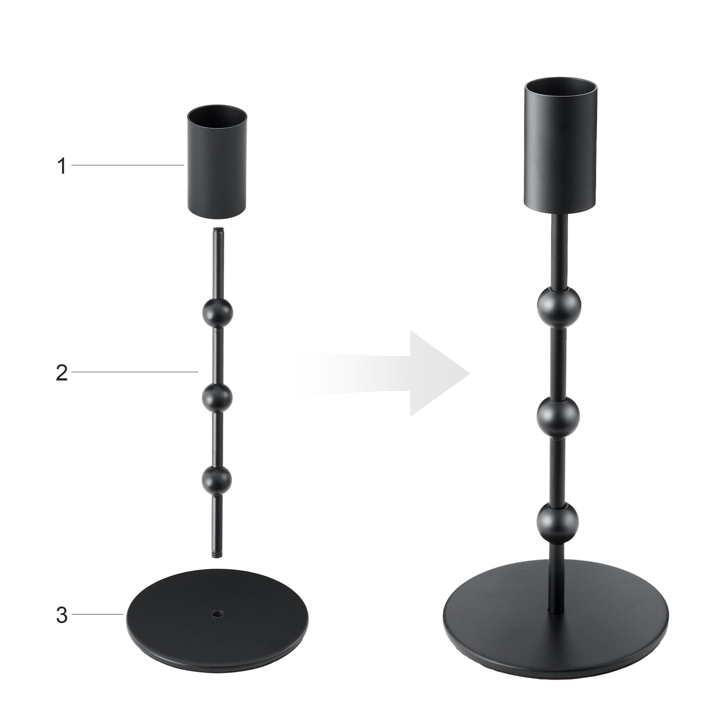 Black Candlestick Holders, Beaded Metal Taper Candle Stick Holders, Set of 3 Candle Holder for Fall Decorations, Tapered Candle Holders, Thanksgiving Table Centerpiece, Halloween Gothic Decor