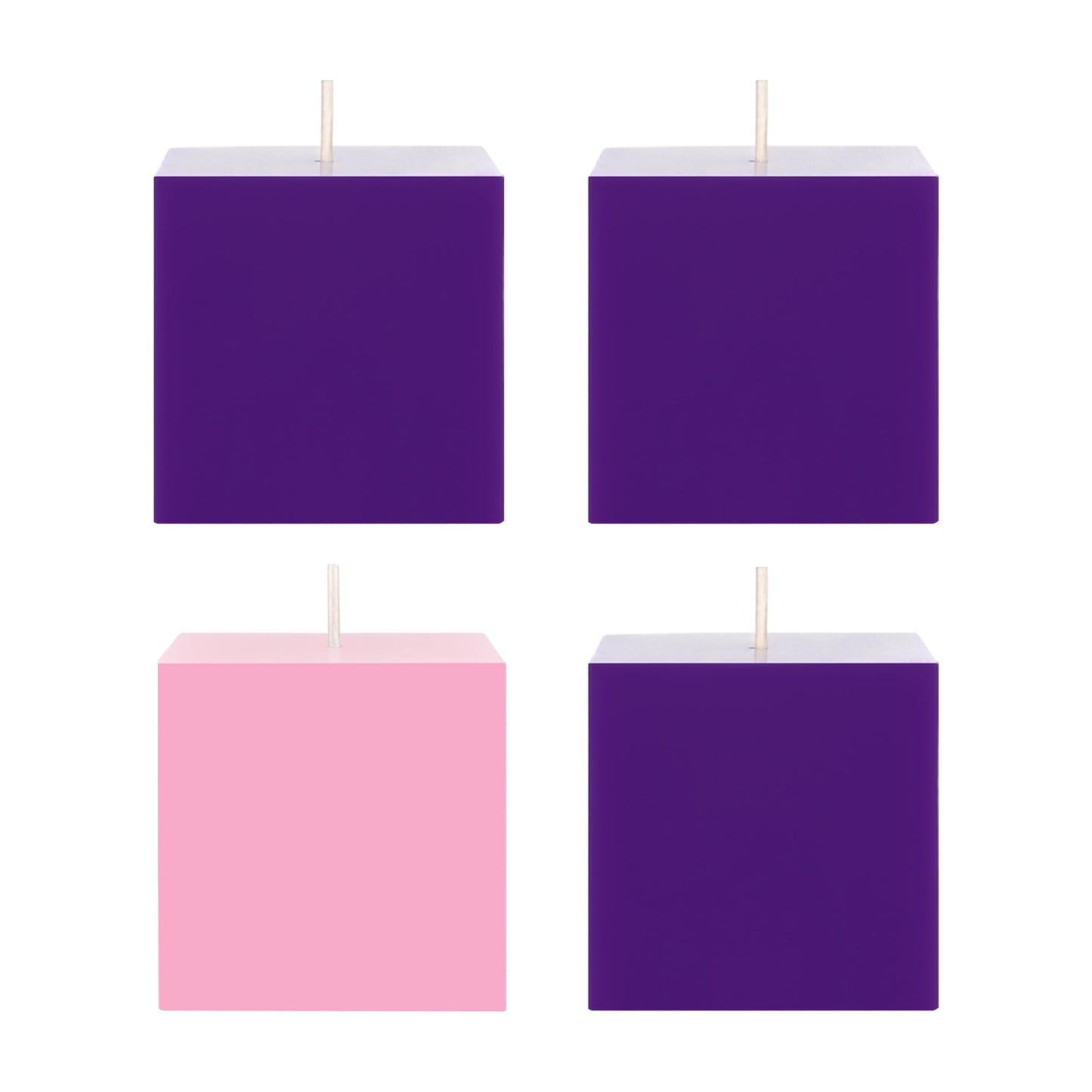 Mega Candles 4 pcs Unscented Christmas Advent Candles Set, Hand Poured Premium Wax Square Pillar Candle 3 Inch x 3 Inch, Holidays, Occasions, Events, Festivities, Devotional, Church, Wreath, Gifts
