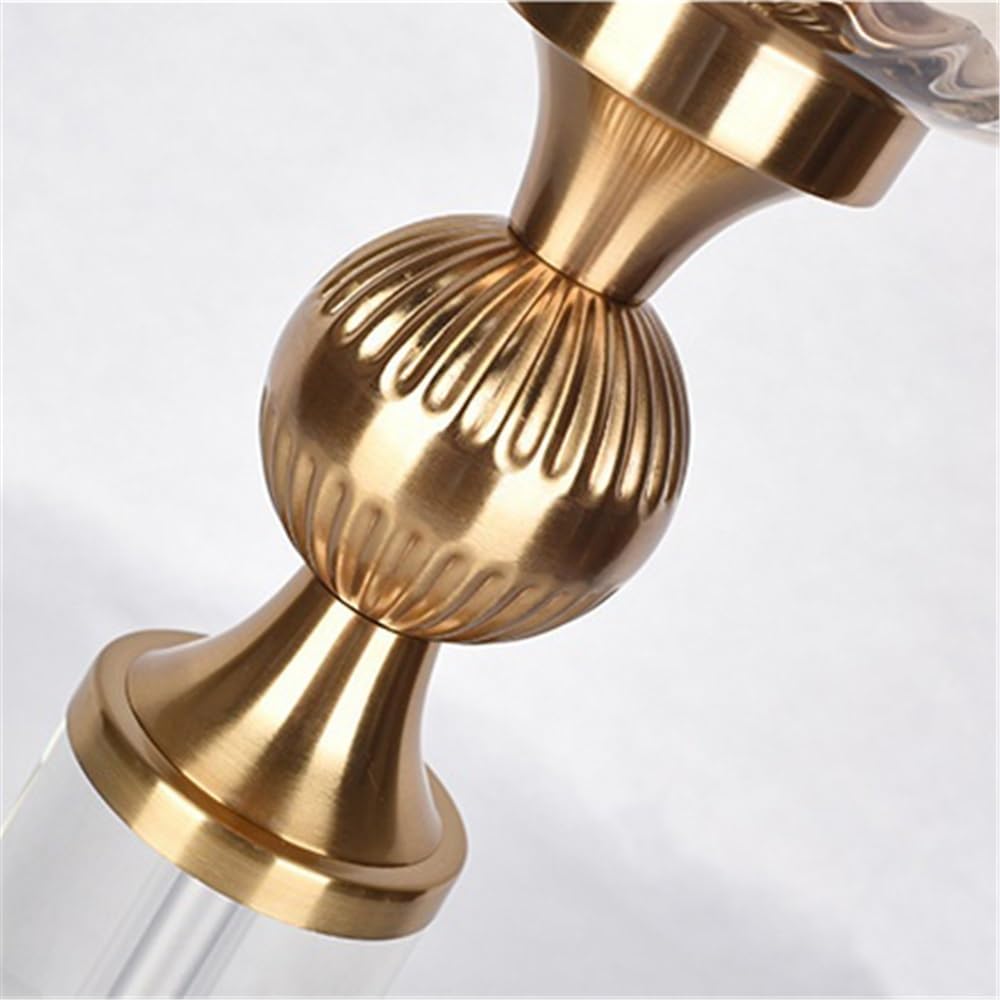 Candlestick Holders European Style Iron Candlestick with Glass Cover Creative Table Decoration Candle Holder Candle Holders(Large)