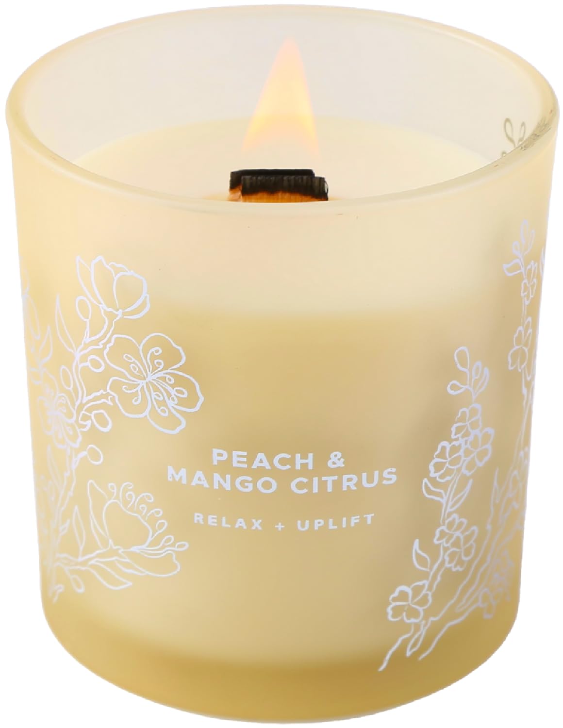 Peach Mango Citrus Candle, 10.6oz Wood Wick Soy Scented Candles for Home, Juicy Tropical Scent, Highly Scented Aromatherapy Relaxation Candle, Summer Gift for Women & Men