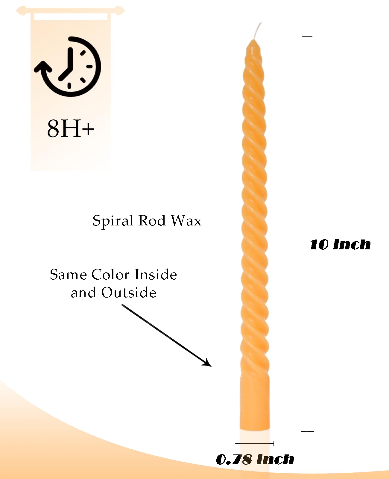 LPUSA Candle Stick Spiral Tall Taper Candles,Unscented Candle for Holiday,Wedding and Home Decoration,10inch,12 Pack(Gradient Orange)