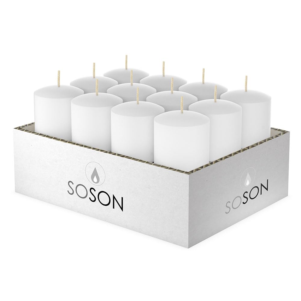 Simply Soson Votive Candles Bulk, 24 White Votive Candles, 10 Hours Burn time, Small Candle, Unscented Candle, Votives for Wedding, Birthday, Holiday & Home Decor