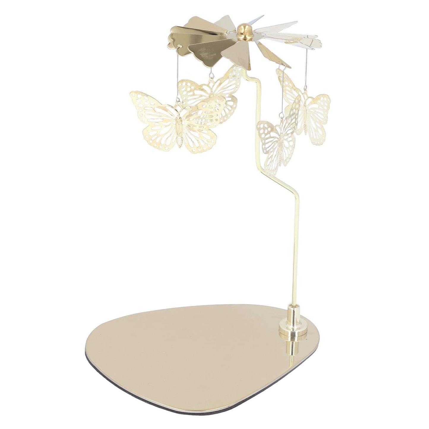 Candle Holder, Rotating Candle Holder, Round Plate Romantic European Stainless Steel Aromatherapy Candle Holder, Candlestick Holders Golden Butterfly (No Candle Cup)