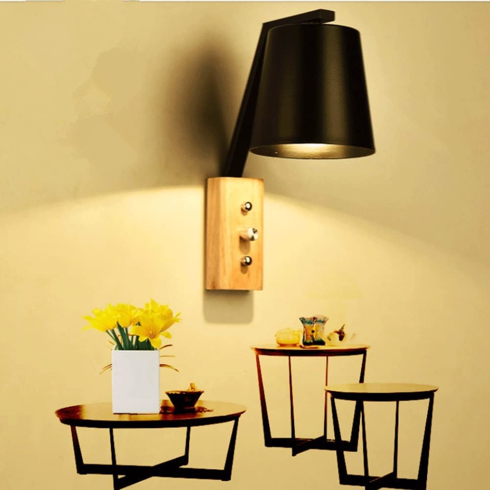 Wall Lighting Fixtures Modern Nordic Coloured Wall Light Solid Wood Base Wall Sconce Rotary Switch Wall Mounted Lighting Fixture for Living Room Aisle Children's Kid's Bedroom Bedside Reading (Color