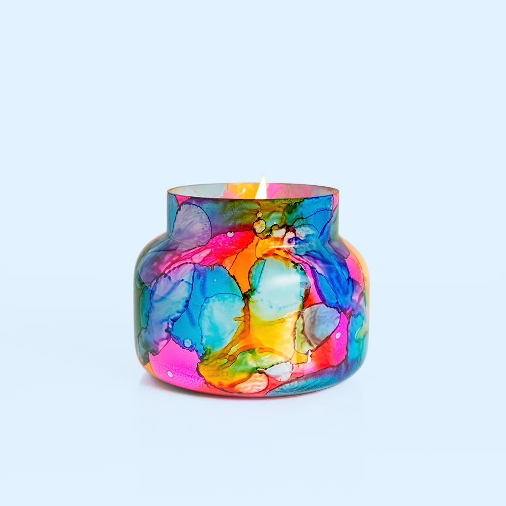 Capri Blue Volcano, Rainbow Watercolor Signature Glass Jar Candle, Aromatherapy Diffuser - Tropical Fruits & Sugared Citrus Scent (19 Oz)
