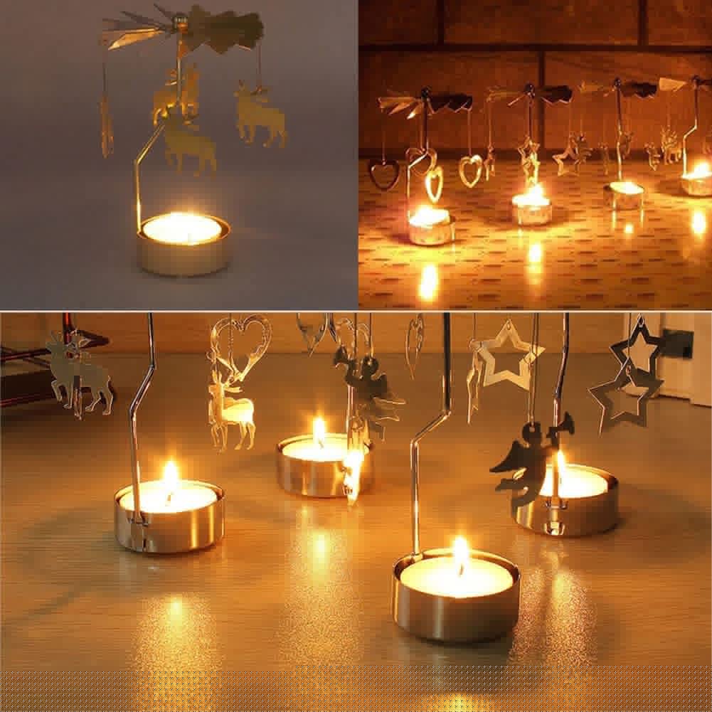 Rotary Candle Holder, Spinning Windmill Candlestick Carousel Candle Tea Light Holder with Romantic Candlestick Ornament for Wedding Party Christmas Home Decor