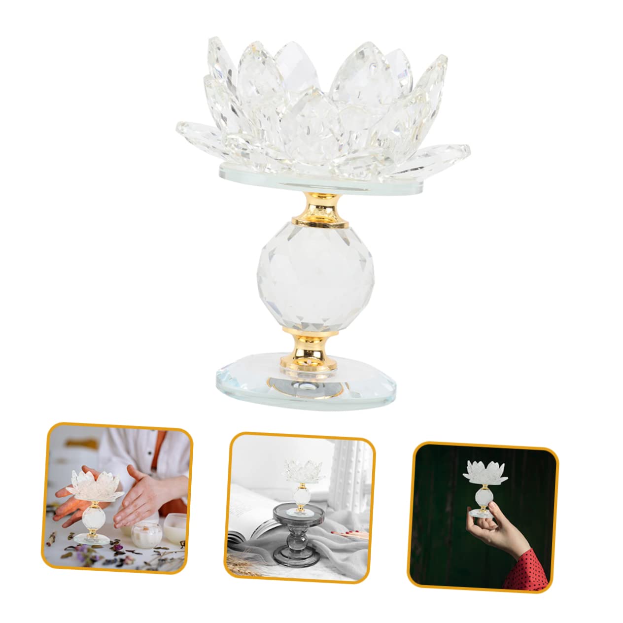 ZUNOXAZ Elegant Crystal Lotus Candle Holder for Wedding Dinner Table Home Office Festival Decor