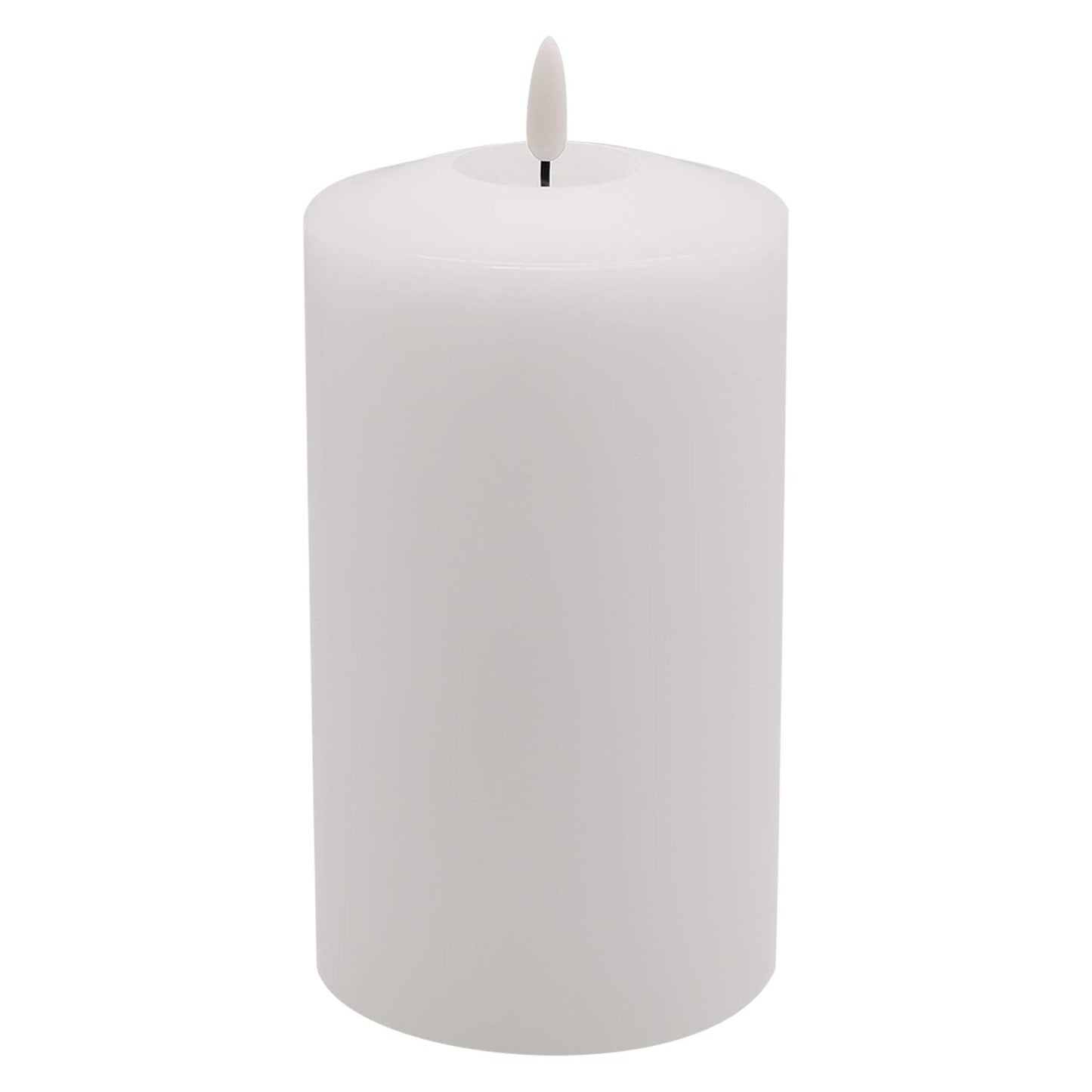 Eldnacele Large Flameless Flickering Candles White 3D Realistic Black Wick with Timer, 4” X 7.5” Battery Operated Real Wax Pillar Candles Warm White for Home Wedding Party Festival Decoration