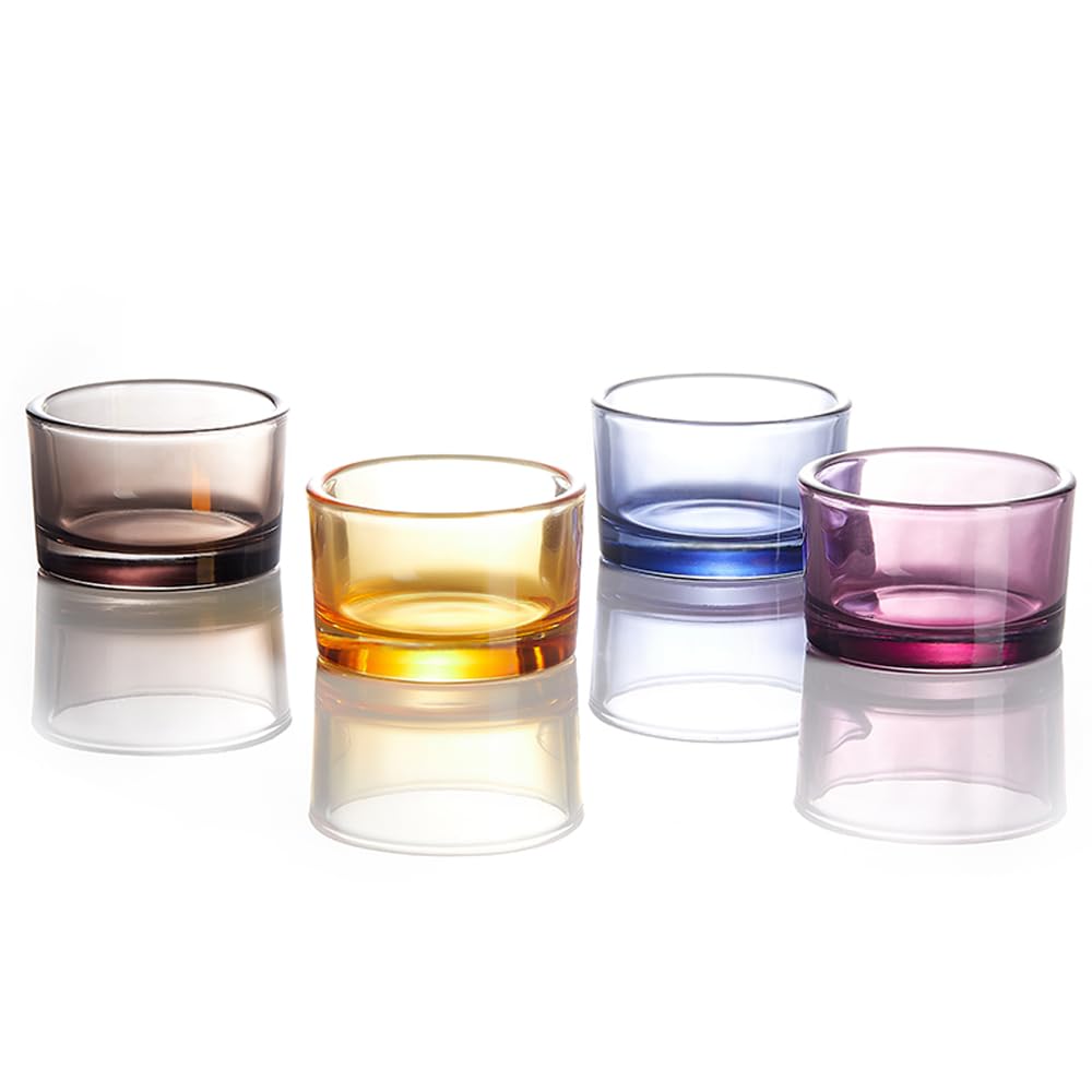 Elivia Grey Tealight Candle Holders - Set of 18, Round Glass Candle Holder, 2" Diameter - CH03 - Tea Grey