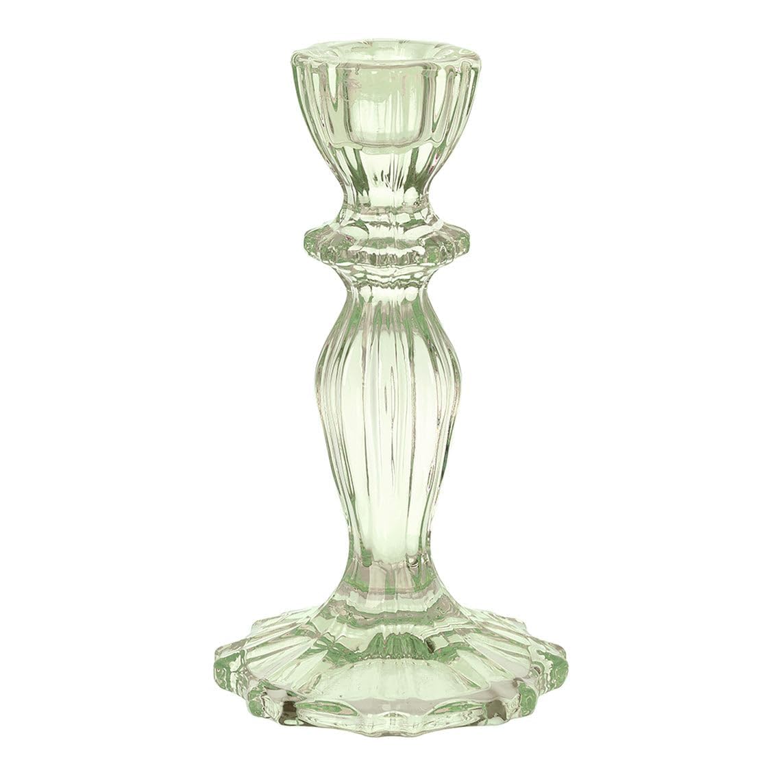 Talking Tables Green Glass Candlestick Holder Taper Candle Stand for Indoor or Outdoor Dining, Elegant Dinner Party Decorations, Birthday, Garden, Wedding, Christmas, Home Décor Large