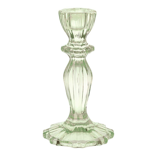 Talking Tables Green Glass Candlestick Holder Taper Candle Stand for Indoor or Outdoor Dining, Elegant Dinner Party Decorations, Birthday, Garden, Wedding, Christmas, Home Décor Large