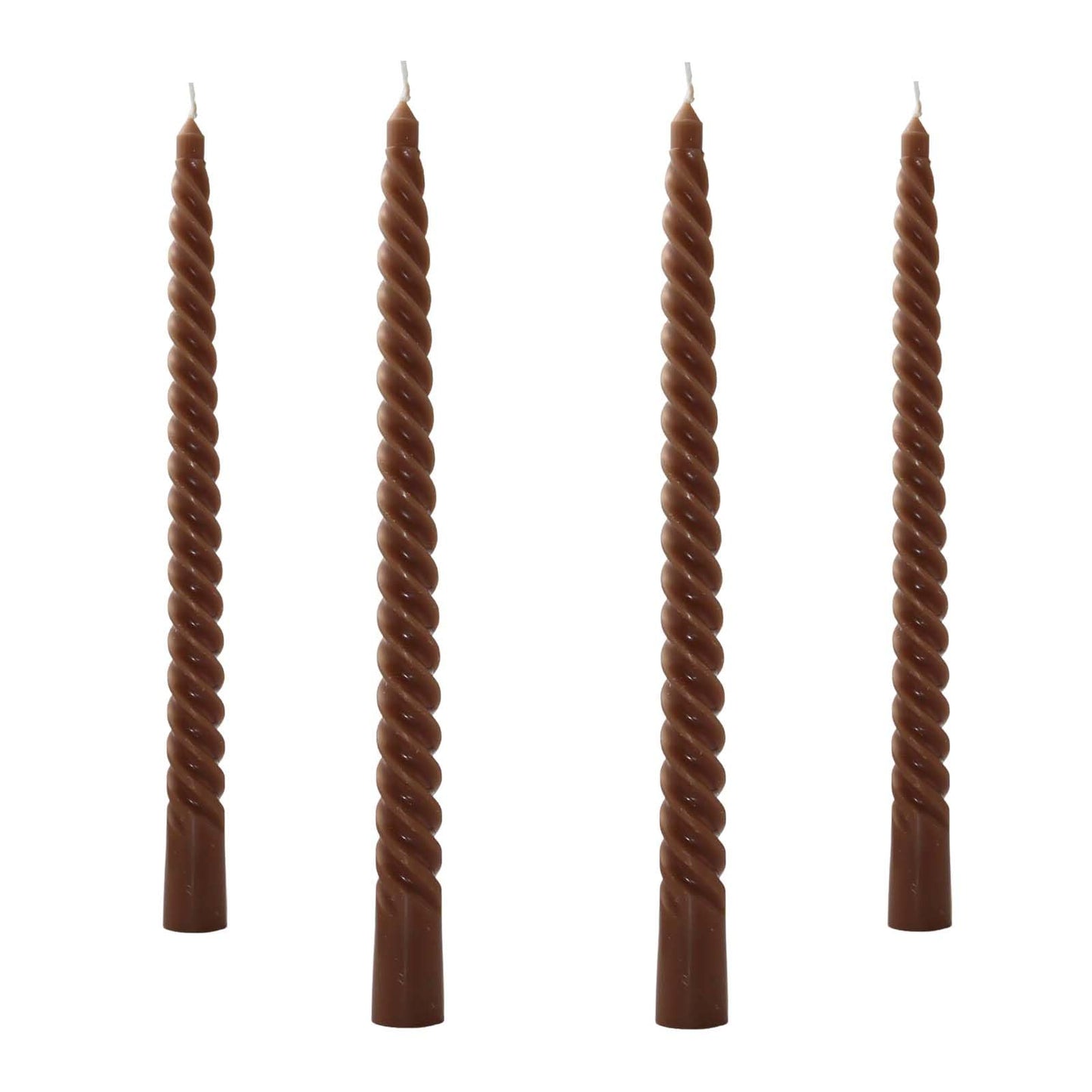 Taper Spiral Candles,10 inch-Set of 4 Tall Candlesticks, Long Candle Sticks, Home Dinner, Party, Wedding, Halloween (4, Brown, 10 inch)