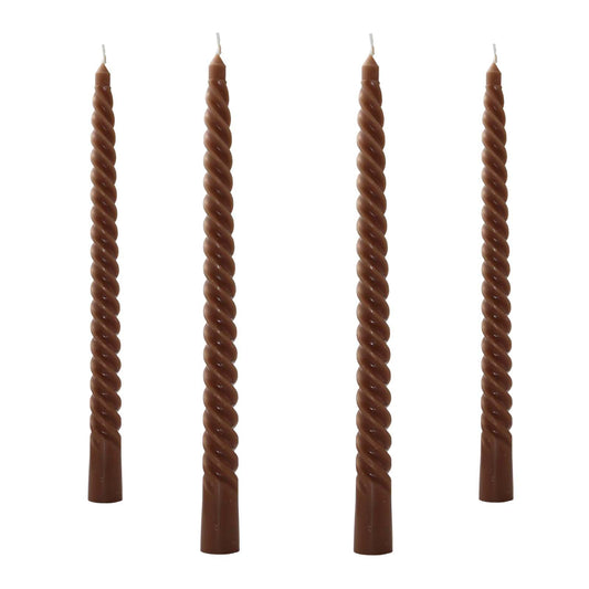 Taper Spiral Candles,10 inch-Set of 4 Tall Candlesticks, Long Candle Sticks, Home Dinner, Party, Wedding, Halloween (4, Brown, 10 inch)