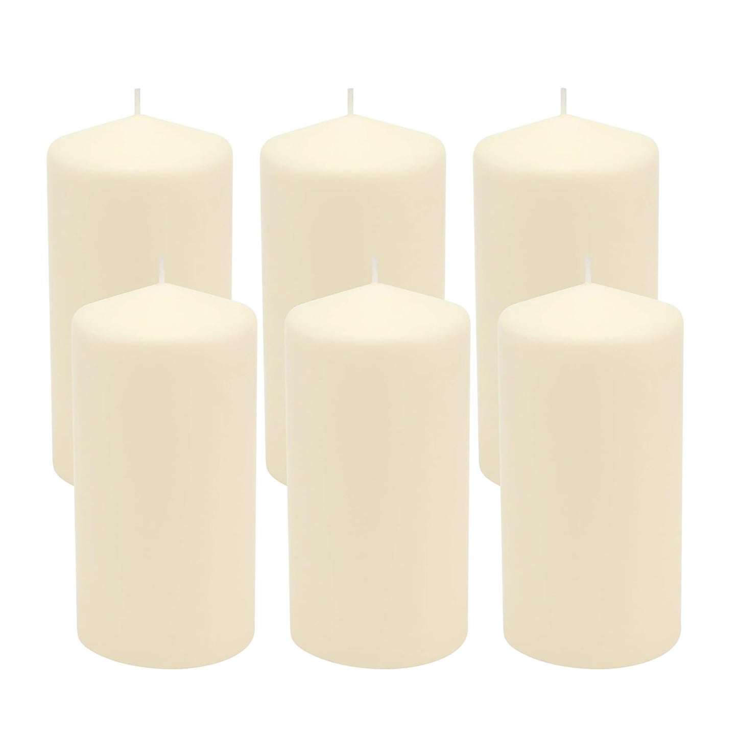 Stonebriar Unscented Pillar Candles – 65 Hour Burn Time, Long-Lasting Wax Candles for Weddings, Holidays, Home Décor & Special Events, Pack of 6, Ivory, 3" x 6"