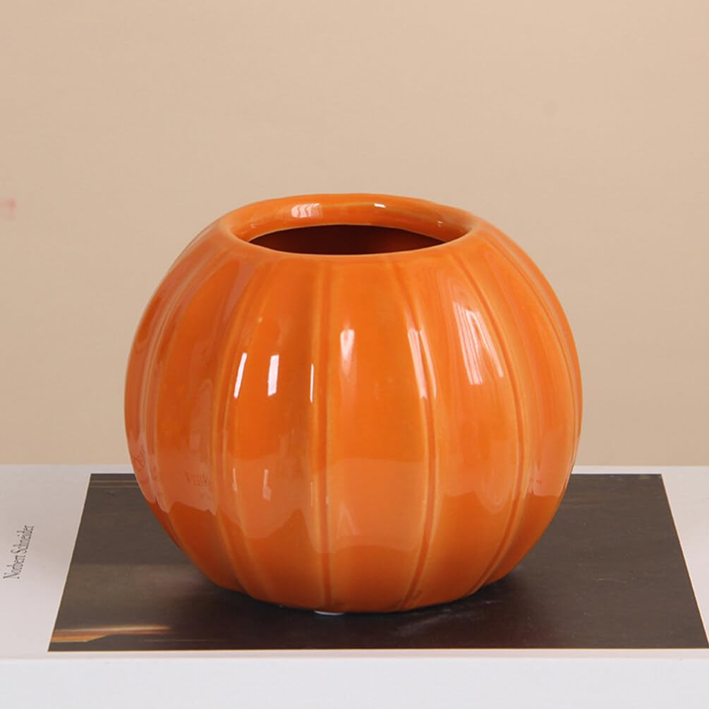 Ceramic Pumpkin Pumpkin Ceramic Candle Holder Halloween Candy Bucket Hydroponic Vase Votive Tealight Candlestick Cup for Weddings Fireplace Coffee Table Mantle Decor