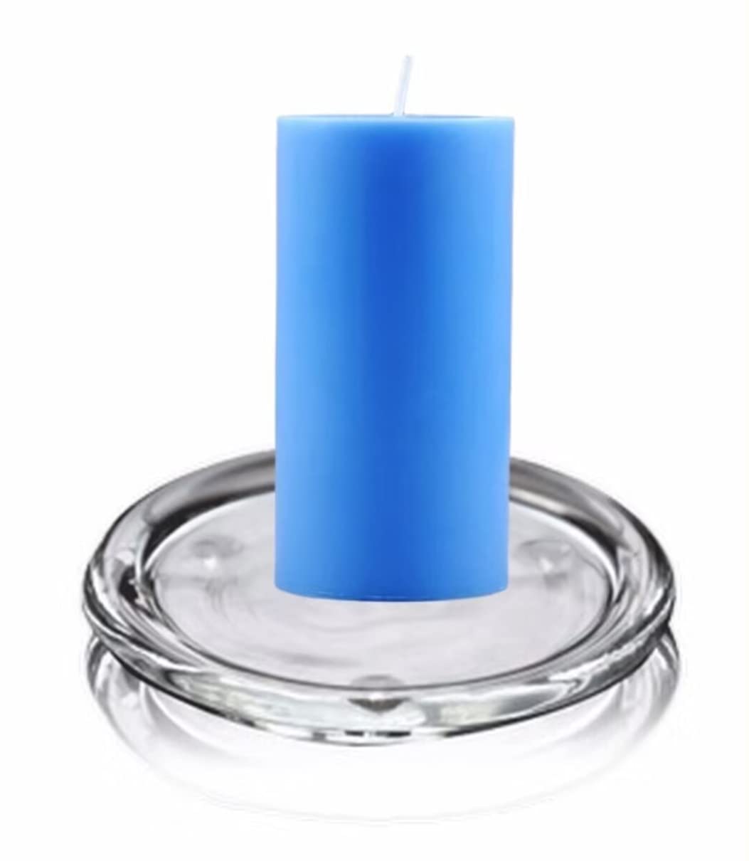 Cumuiu 4 Pack Glass Candle Holder 4" Clear Beautiful Transparent Round Candle Plate…
