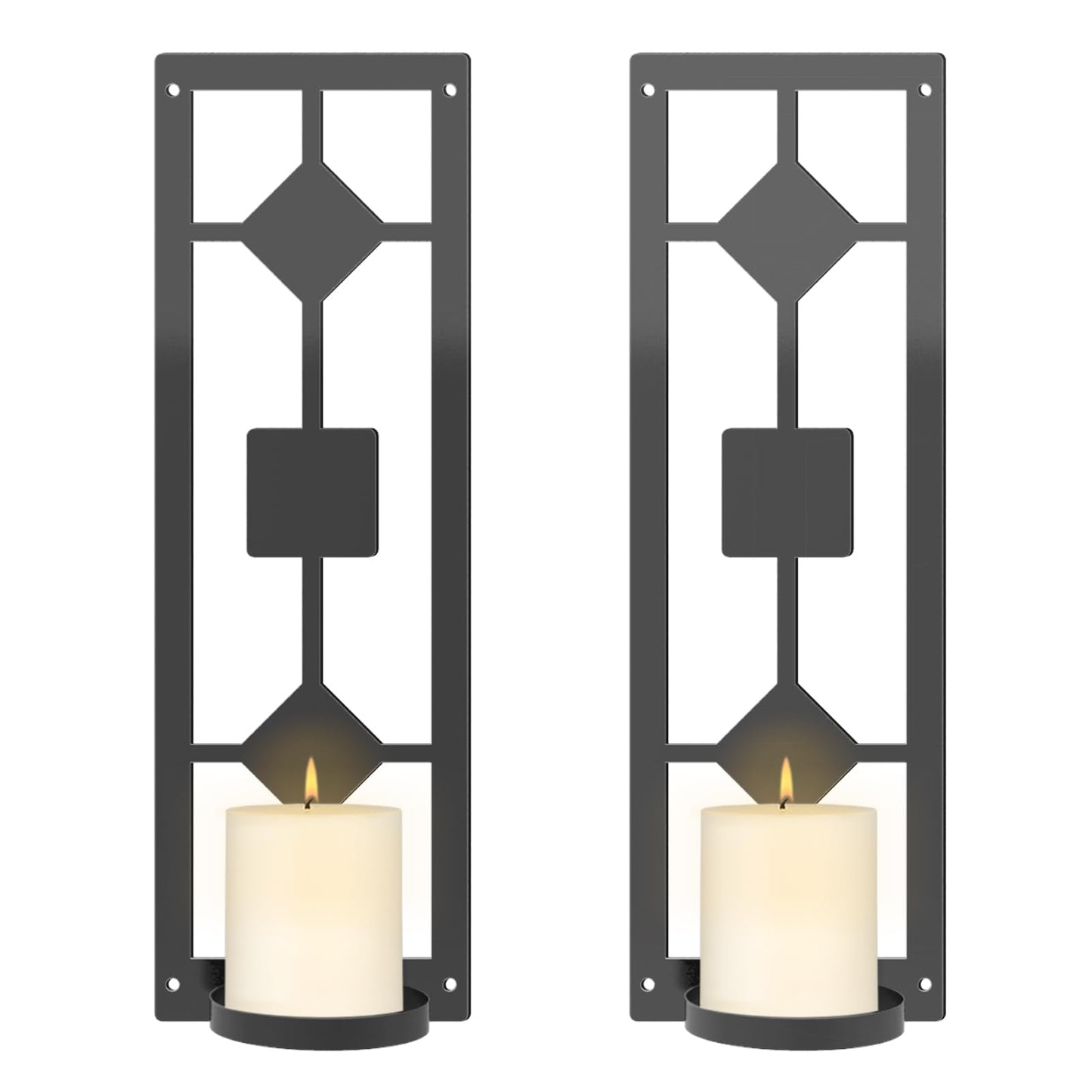 OYEFLY DIY 2 Pcs Wall Sconce Candle Holder,Metal Wall Art (Black)