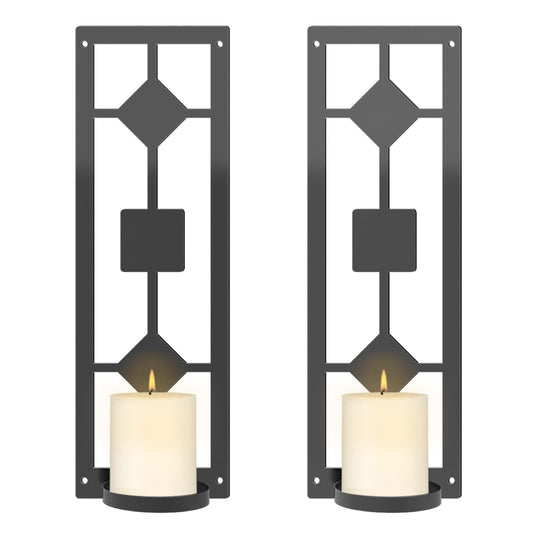 OYEFLY DIY 2 Pcs Wall Sconce Candle Holder,Metal Wall Art (Black)