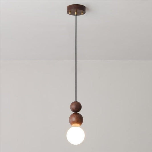 Modern Nordic Pendant Lamp Walnut Colored Chandelier 5W LED Light Source in Cool White Wood Chandelier for Dining Spaces Coffee Shops and Corridors Farmhouse Hanging Lighting(Walnut Color)