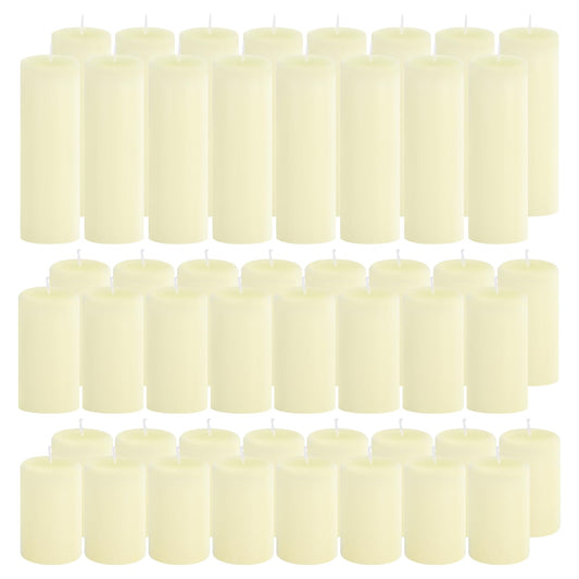 CHICERA 48-Pack Ivory Pillar Candles Bulk Set - 2x3, 2x4, 2x6 Inch Unscented Dripless Pillar Candles for Weddings, Home Decor & Centerpieces - Clean Burning Smokeless Decorative Candles