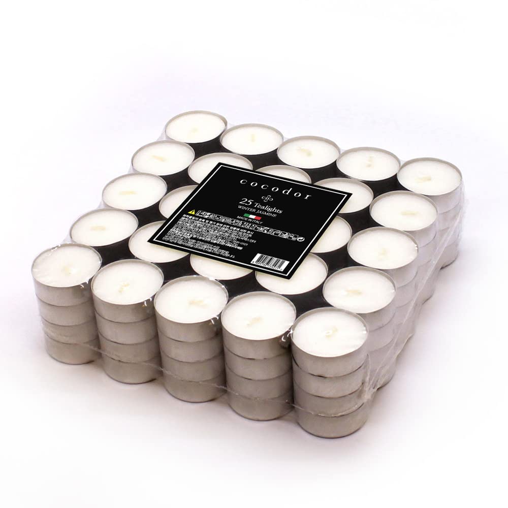 Cocod'or COCODOR Scented Tealight Candles/Winter Jasmine / 100 Pack / 4-5 Hour Extended Burn Time/Made in Italy, Cotton Wick, Scented Home Deco, Fragrance, Mother's Day
