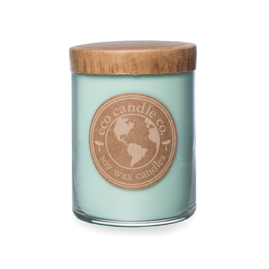 ECO CANDLE CO. Recycled Candle, Seagrass, 18 oz. Double Wick - Scents of Coconut, Jasmine, Eucalyptus, Vetiver, Driftwood, & Seaweed - 100% Soy Wax, No Lead, Kraft Paper Label & Lid, Hand Made