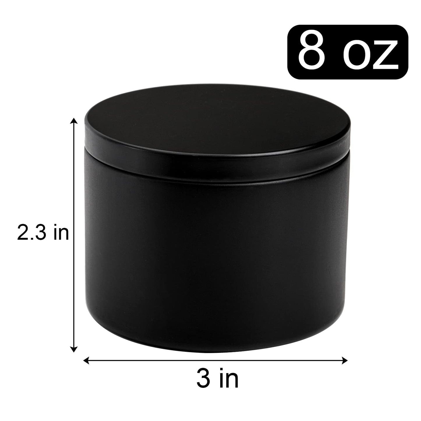 Coloch 24 Pack 8 Oz Candle Tins with Lid, Black Matte Candle Jars for Candle Making Bulk Candle Container Metal Candle Making Supplies for DIY Candles, Crafts, Holiday Gifts, 3x2.3 Inches