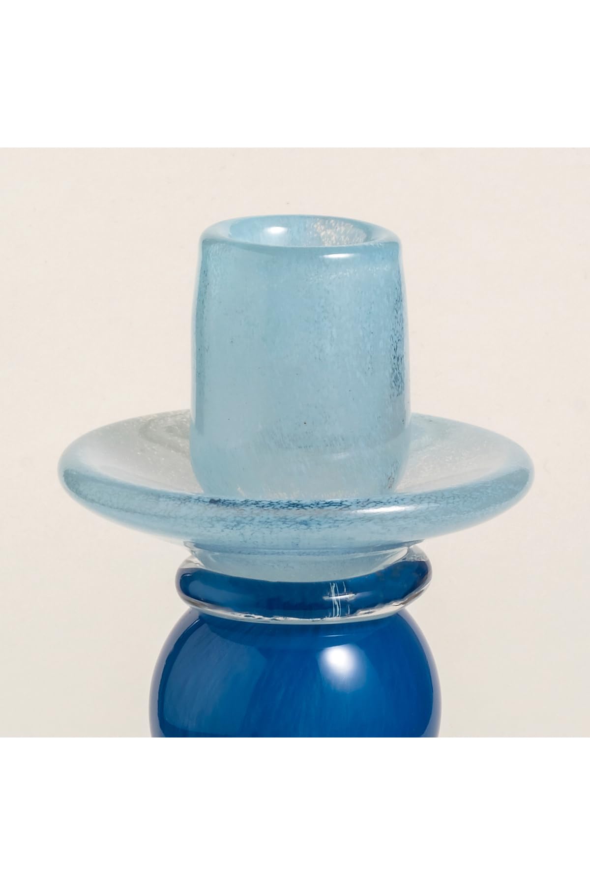 Glass Candlestick Holder 10.5x10.5x24 Cm Blue & Navy - Single Decorative Piece - 142335