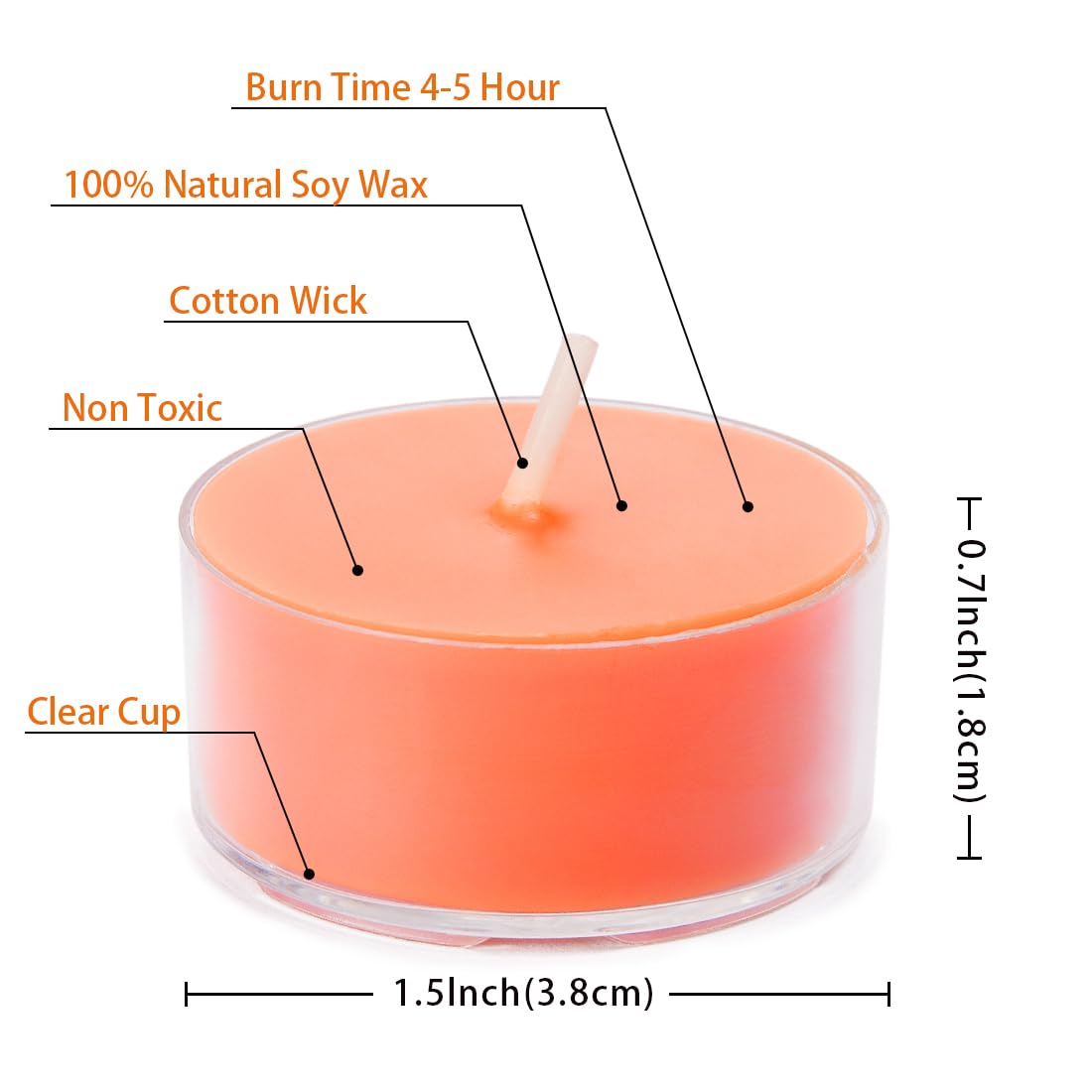 DEYBBY Scented Tealight Candles, Long Lasting Soywax Tea Candle Used for All of Holders|Clear Cup|12 Counts|Up to 4 Hour Burn Time|Fresh Orchard