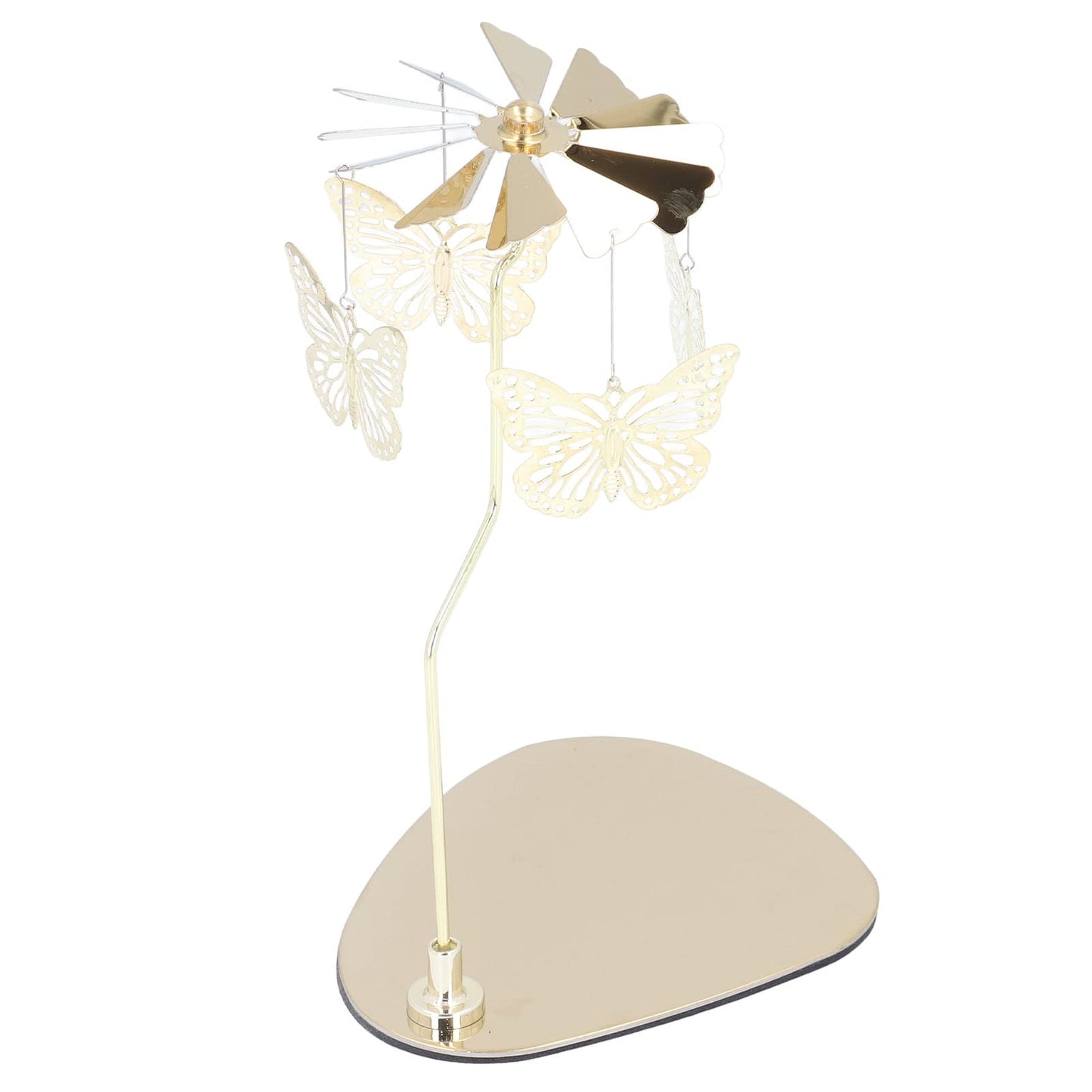 Candle Holder, Rotating Candle Holder, Round Plate Romantic European Stainless Steel Aromatherapy Candle Holder, Candlestick Holders Golden Butterfly (No Candle Cup)