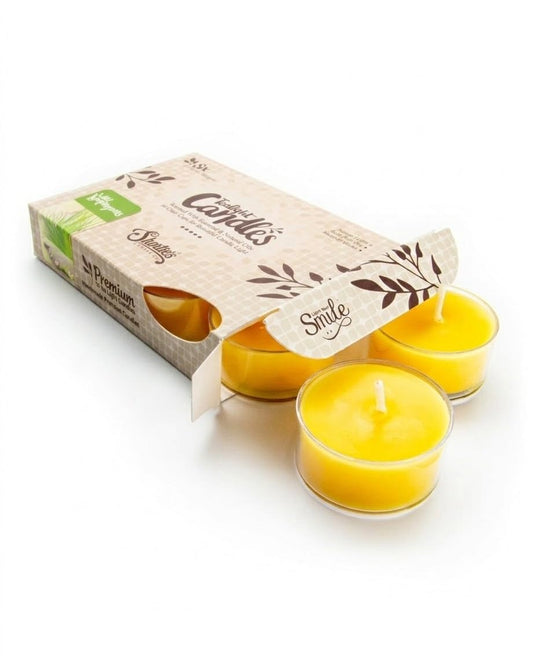 Wild Lemongrass Premium Tealight Candles - 6 Yellow Highly Scented Tea Lights - Beautiful Candlelight - Made in the USA - Fresh & Clean Collection