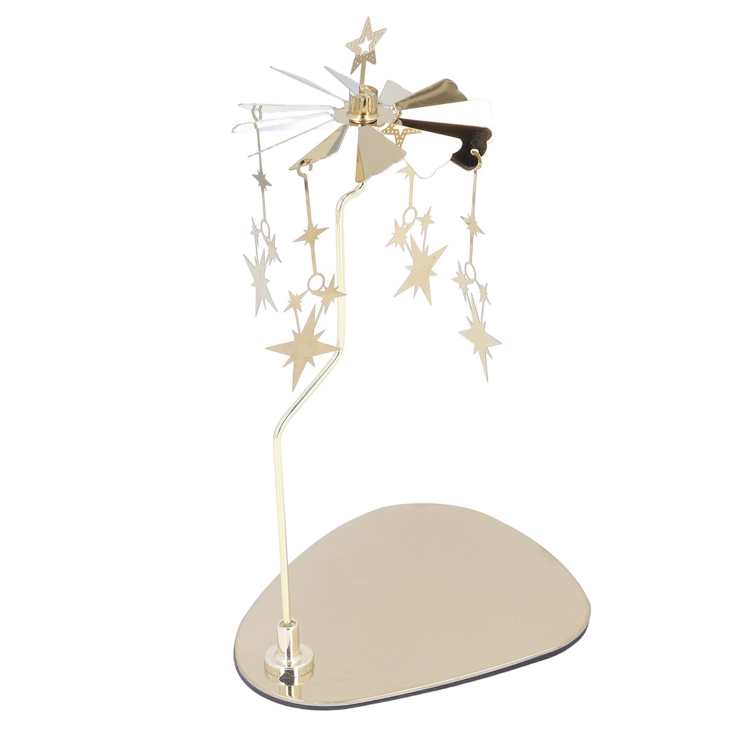 Rotating Candle Holder, Romantic Heat Activated Spinner Decoration for Home Wedding Stainless Steel Gold 13 x 10.5cm Tray 18cm Stand 1 Set