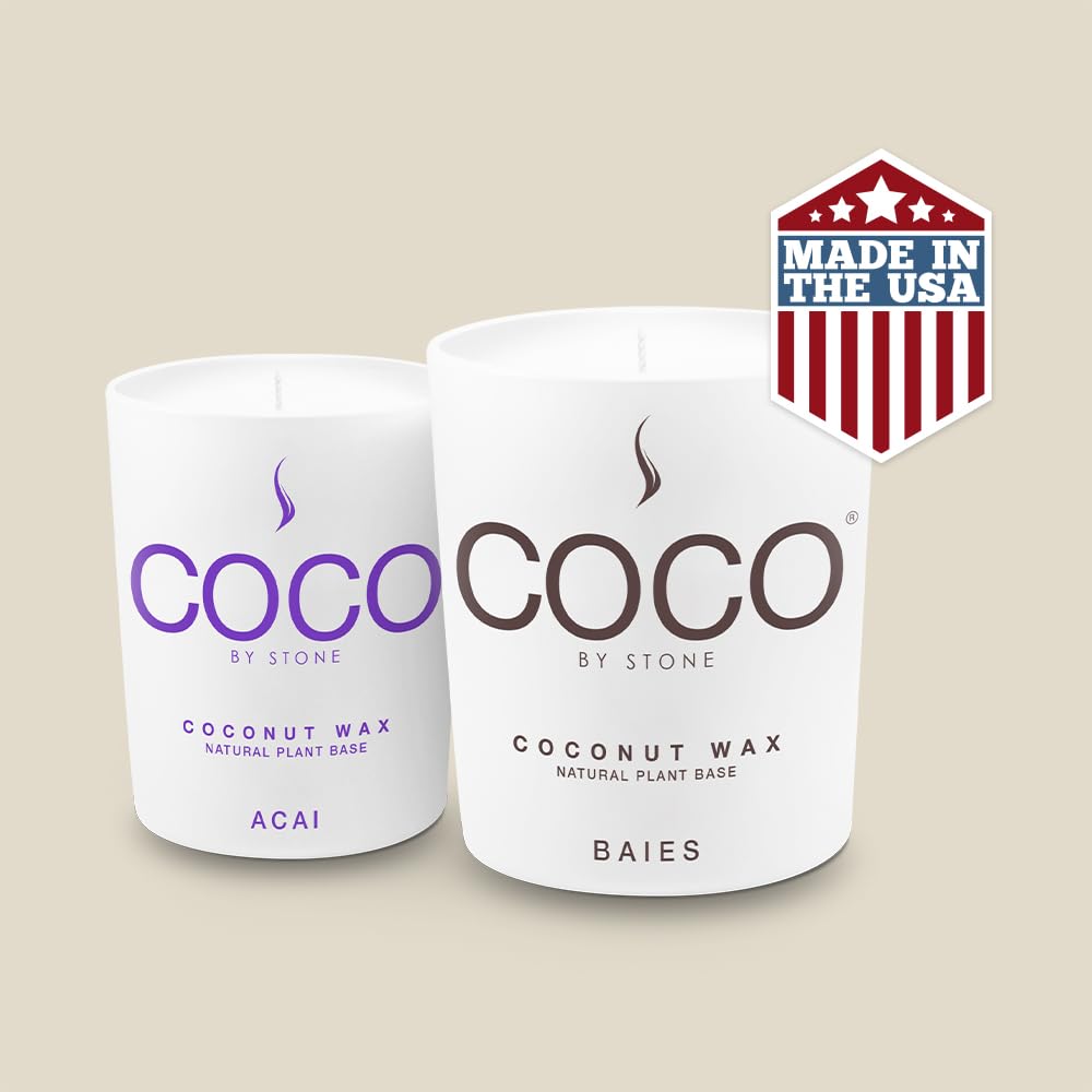 COCO by Stone 6.5oz Candle, Coconut Apricot Wax Candle for Home (White Tea), Home Fragrance Product, 1-Wick Candle, Enhances Indoor Aroma, Vegan & Cruelty-Free, Clean Burning, Hand-Poured