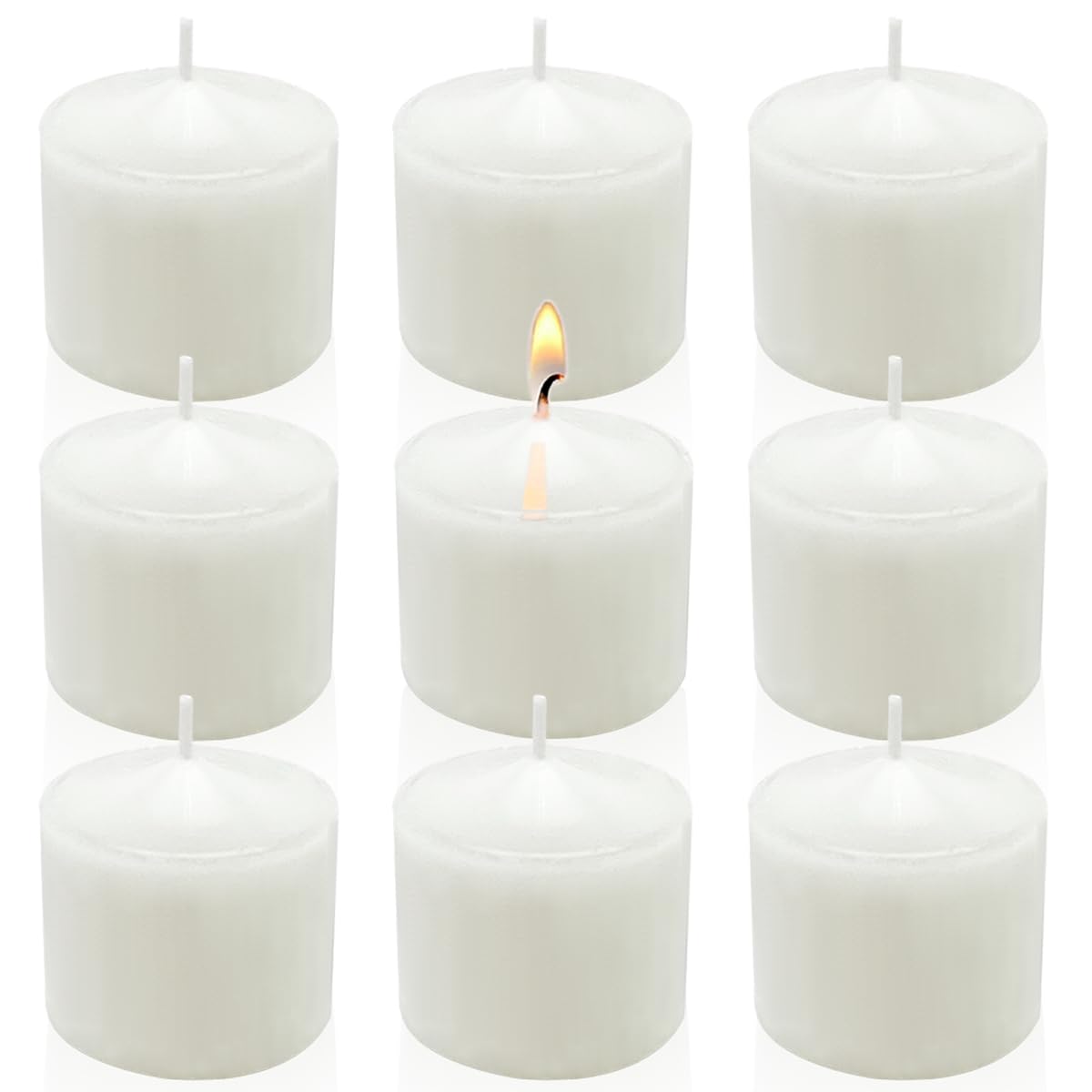 9 Packs White Votive Candles, Unscented Small 1.5 Inch Diameter Votives for Wedding, Holiday Party, Home (8 Hour), 1.5" D x 1.25" H