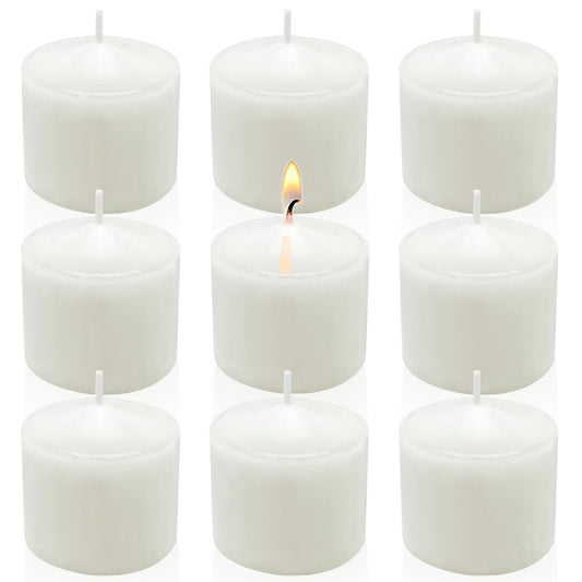 9 Packs White Votive Candles, Unscented Small 1.5 Inch Diameter Votives for Wedding, Holiday Party, Home (8 Hour), 1.5" D x 1.25" H