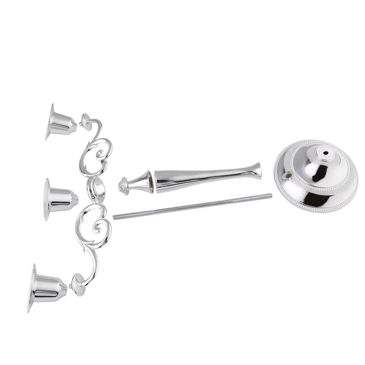 Sonew Premium 3 Arms Metal Candle Holder European Candelabra for Weddings & Home Decor (Silver)