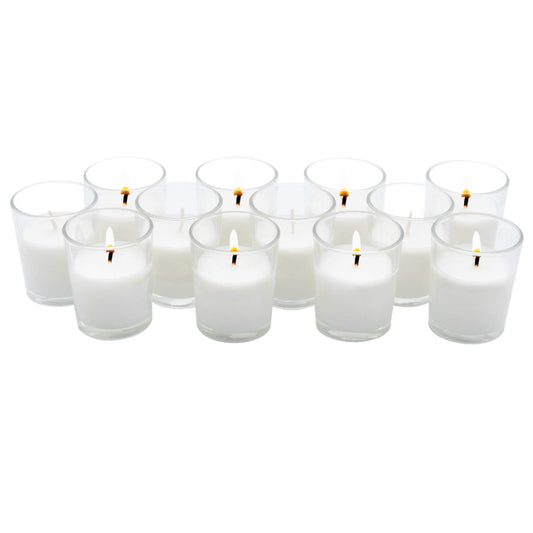 Royal Imports Unscented Clear Glass Votive Candles, Long 12 Hour Burn Time, for Home, Spa, Wedding, Birthday, Holiday, Restaurant, Party, Birthday, 12 Pack