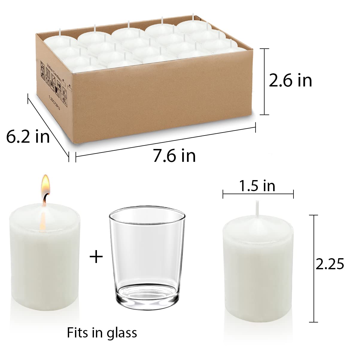 HOSVOT White Votive Candles, 2.25 Inch Candle Votives, Unscented Small Cup Candles, Votive Candle Bulk for Wedding Church Party Spa Restaurants and Emergency (20 Pack, 2.25 Inch, White)