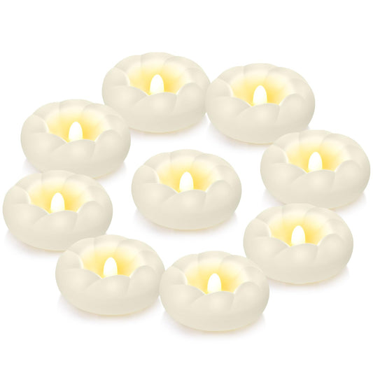 PUNPUBA 3”Plastic Flameless Led Floating Candles, 12pack Tealights Battery Operated Flickering 100+ Hour Waterproof for Cylinder Vases, Centerpieces at Wedding, Party, Pool, Holiday (White)