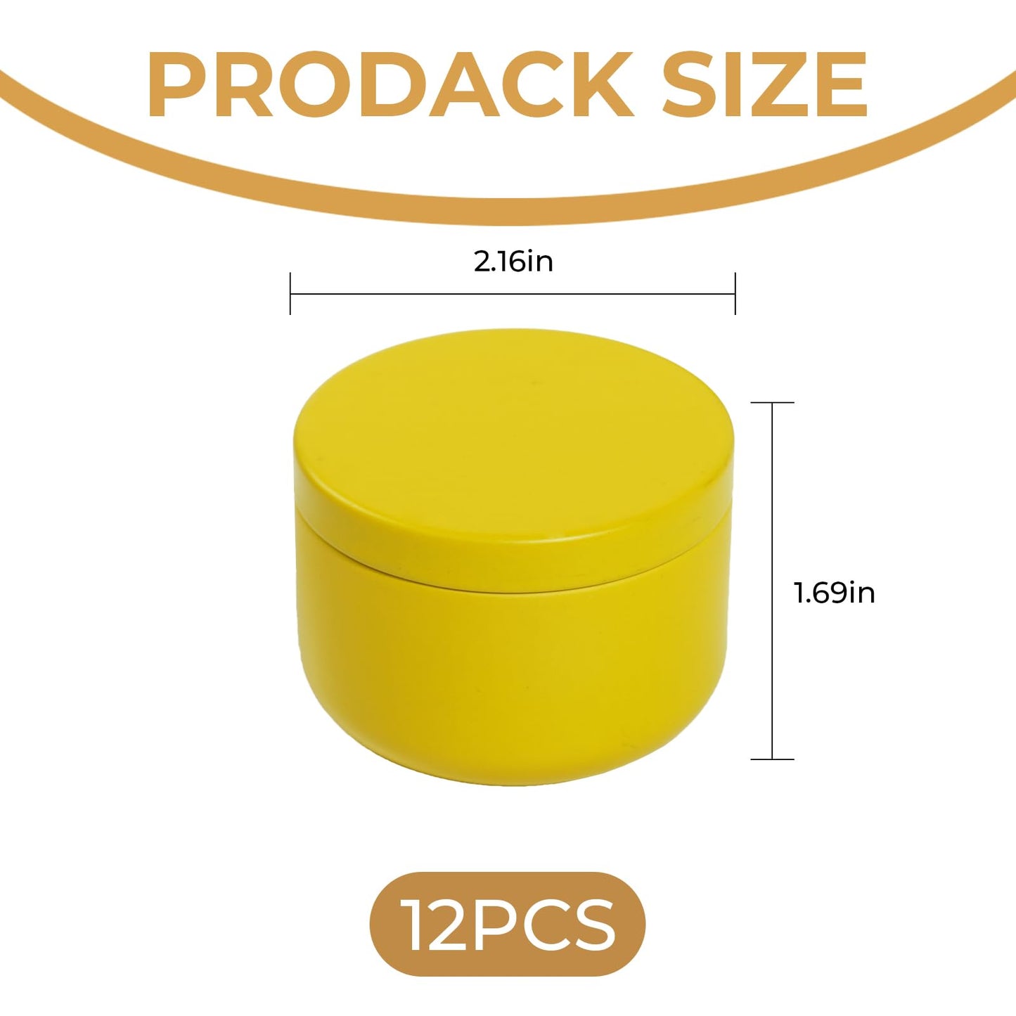 12Pack 3oz Candle Tins with Lids,Round Metal Candle Jars for Candle Making,Bulk Empty Tins Containers for DIY Crafts Christmas Gifts Small Business Supplies–Airtight Storage Jars (Yellow)
