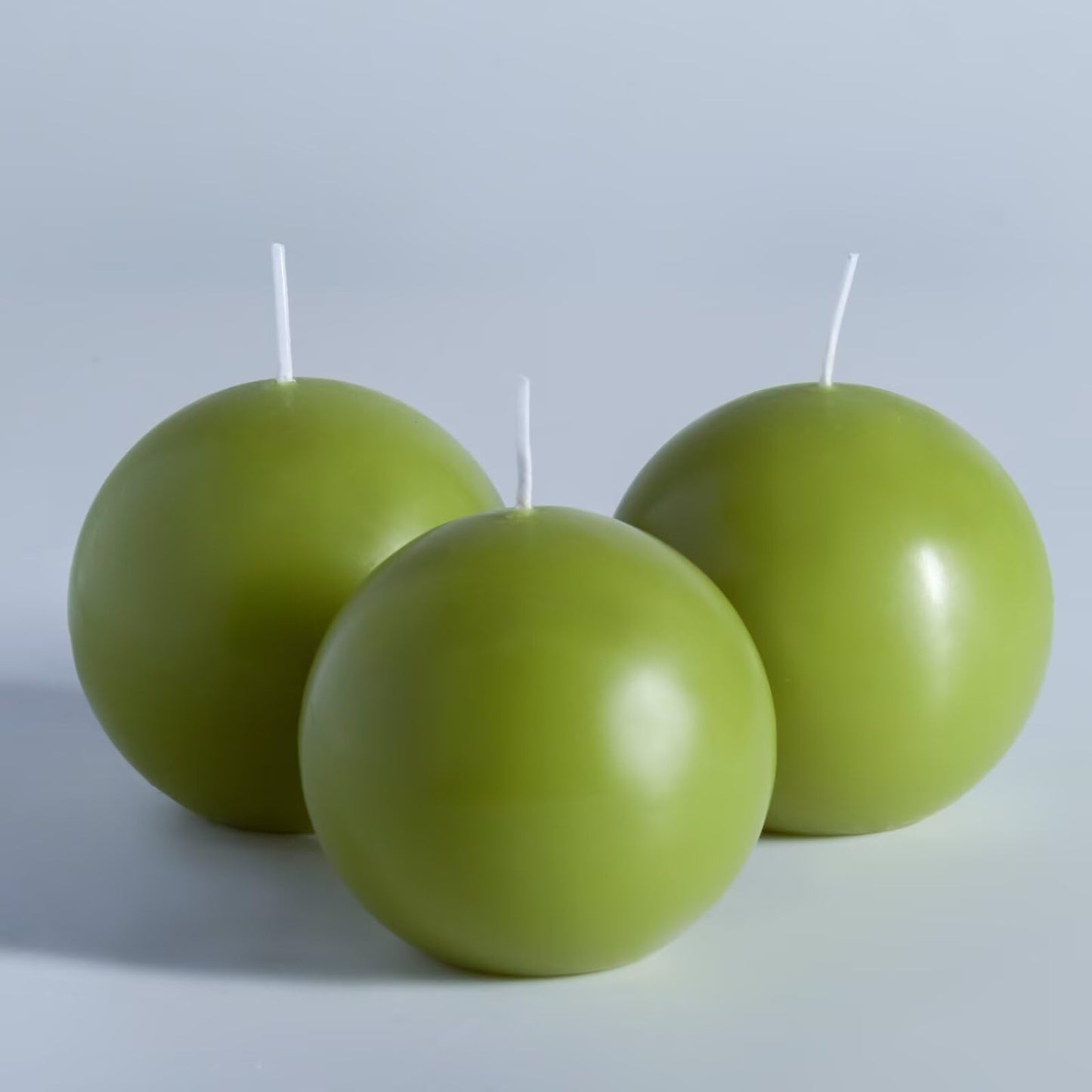 MOZEAL Hand-Poured, 3 Inch Lime Green Round Ball Candles - Elegant Lime Green Round Pillar Candles Set of 3, Dripless, Unscented, Smokeless, Ideal for Spring Celebrations.