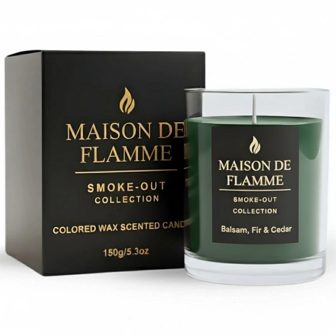 Smoke Odor Eliminating Candle – Balsam Fir & Cedar Soy Wax Candle for Kitchen, Apartment & Home Smells, Long Lasting Odor Neutralizing Scented Candle, 150g / 5.3 oz – Maison De Flamme