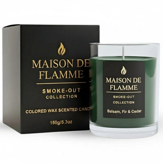 Smoke Odor Eliminating Candle – Balsam Fir & Cedar Soy Wax Candle for Kitchen, Apartment & Home Smells, Long Lasting Odor Neutralizing Scented Candle, 150g / 5.3 oz – Maison De Flamme