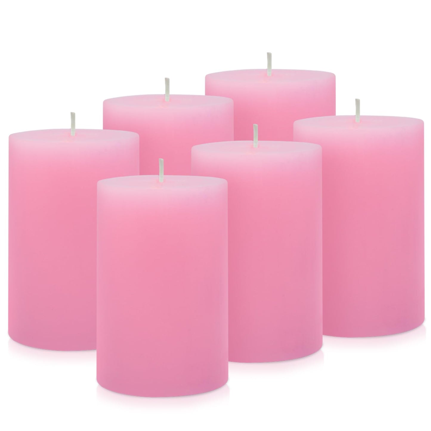 6 Pack 2.75 "x 3.25" Pink Pillar Candle for Home Restaurants Spa Church Weddings, Hand Poured Unscented Smokeless Dripless Column Candle, Emergency, Long-Lasting Candle