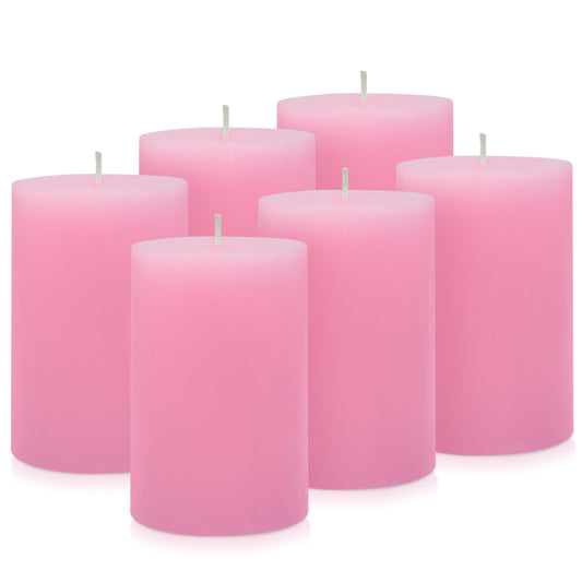 6 Pack 2.75 "x 3.25" Pink Pillar Candle for Home Restaurants Spa Church Weddings, Hand Poured Unscented Smokeless Dripless Column Candle, Emergency, Long-Lasting Candle